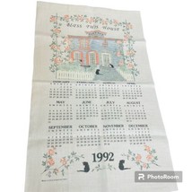 Vintage 1992 Cat Bless This House Kitchen Calendar Tea Towel Wall Hanging Linen - £8.62 GBP