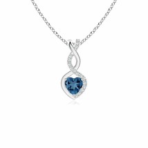 4mm London Blue Topaz Infinity Heart Pendant with Diamonds in 14K White Gold - £320.71 GBP