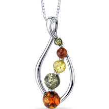 Sterling Silver Baltic Amber Open Leaf Pendant - £67.73 GBP
