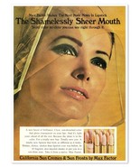 Max Factor Lipstick Shamelessly Sheer Mouth Vintage 1968 Full-Page Magaz... - £7.63 GBP