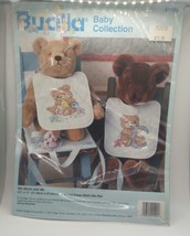Vtg Bucilla  God Bless Babies 41197 Stamped Cross Stitch Bib Pair  NEW Sealed - £9.28 GBP