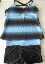 Blue and Black 2 pc Tankini Bathing Suit Swimwear Size XL - $15.79