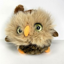 Wild Republic Fuzzballs Owl Big Sparkly Eyes Plush Round Brown Stuffed Toy  7&quot; - £10.58 GBP