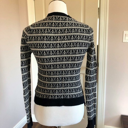 EUC A.L.C. Wool Jacquard Anchor Pattern Navy & White Long Sleeve Sweater SZ S/P Item image 6