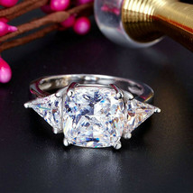 3Ct Cushion Cut Lab Created Diamond Stone Engagement Ring 14K White Gold FN - £67.59 GBP