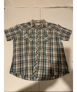 Wrangler Wrancher Pearl Snap Plaid Button Down Short Sleeve Shirt Men’s ... - $13.98