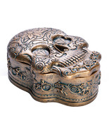 Antique Gold Finish Trinket Box - Candy Skull - £26.50 GBP