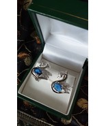 Orecchini vintage anni 90-90 in argento sterling 925 con cigno zaffiro b... - $88.58