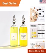 Elegant 500ml Glass Oil and Vinegar Dispenser with Weighted Silver Pour ... - $59.00