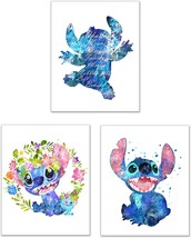 Lilo &amp; Stitch Wall Art - Set Of 3 (8 Inches X 10 Inches) Ohana Means Family - £31.65 GBP