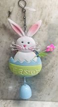 happy easter dusty pink metal bunny bell wall hanging decor. ShipN24Hours - $15.72