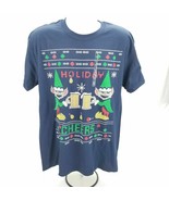 Elves Beer Holiday Cheers Christmas T-shirt Tee Mens Blue Graphic Printe... - £7.85 GBP