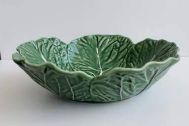 Vintage Bordallo Pinheiro 11" Green Color Cabbage Style Extra Large Dinner Table Item image 3