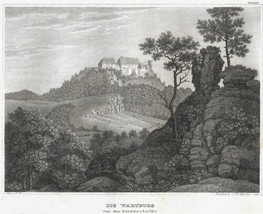 Wartburg von der Nordwestseite Castle Thuringia Luther 1840 - £18.36 GBP