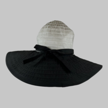SAN DIEGO HAT CO. Women&#39;s Large Brim Ribbon Bow Hat Black White Pretty W... - £20.45 GBP