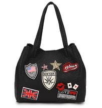 Fashion Glamorous Badge Star Flag Pattern Pu Leather Women&#39;s Composite Bag Handb - $50.70