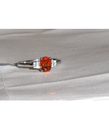 10K White Gold Rare Orange Spessartite Oval &amp; W Zircon Ring, Size 9, 1.3... - $205.82 CAD
