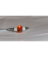 10K White Gold Rare Orange Spessartite Oval &amp; W Zircon Ring, Size 7, 1.3... - $2,813.11 MXN