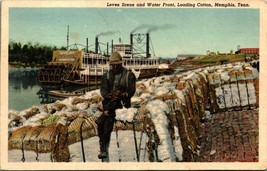 Levees and Waterfront Loading Cotton Memphis Tennessee TN UNP Linen Postcard E5 - £3.87 GBP