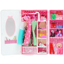 High Quality Plastic Closet Bag Wardrobe With Mirror for Barbie Doll Accessories - £19.61 GBP