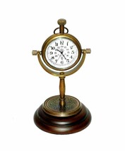 Clock Brass Watch Desk Antique Table Nautical Decor Vintage Maritime Com... - £27.81 GBP