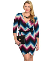 Janette Plus Ladies Womens Sheath Dress Chevron-Print Purple Size XL - £23.22 GBP