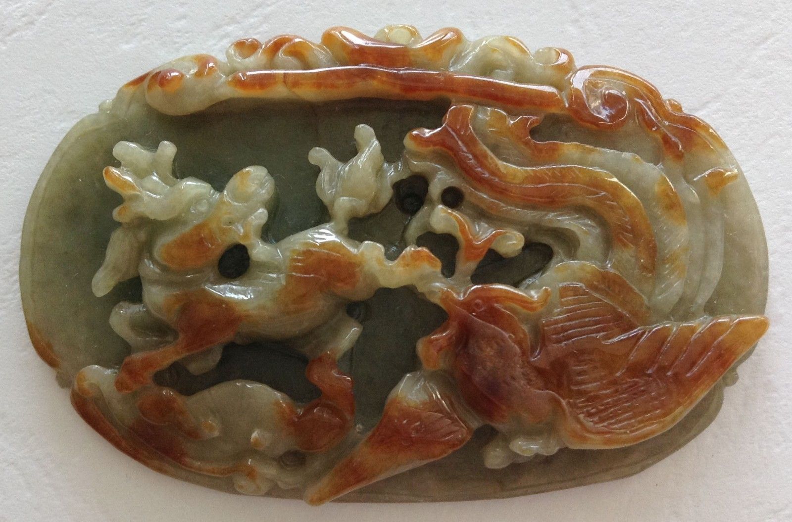 Primary image for Beautiful Chinese Jadeite (Hard Jade) [Grade A] Kylin Phoenix Pendant 