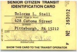 Vintage Pennsylvania Senior Citizen&#39;s Public Transit Identification Card - $30.67