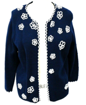 VTG 50s Alexanders Beaded Blue Wool Cardigan Rockabilly Sweater Womens M - €34,13 EUR