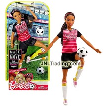 Year 2016 Barbie Made to Move You Can Be Anything African American SOCCER PLAYER - £35.23 GBP