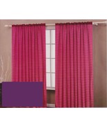 TWO Panels CHECKED Texture Rod Pocket SHEER VOILE Fabric Curtain Set - P... - £14.27 GBP