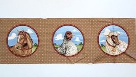 Horse Sheep Chicken Quilting Craft Sewing Panel 9&quot; x 26.5&quot; Cranston Screen Print - £6.30 GBP