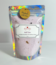 Lavender Bath Salts &amp; Petals Epsom salt bath soak holiday gift for her Body Soak - $7.65