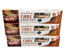 Lot 3 Boxes COPPERCHEF 2 Pack 100% Nonstick Reusable Copper Grill and Bake Mats - £23.15 GBP