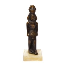 Vintage Metal Copper Finish On Onyx Piedestal Figure Egyptian Pharaoh Egypt 8&quot; - £23.33 GBP