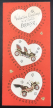 Vintage 1940s Stanley Valentine Greetings To A Swell Brother Card Cars USA - $12.19