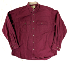 Cabela&#39;s Chamois Deerskin Soft Button Down Shirt Men’s Size Large Red Vi... - £15.91 GBP