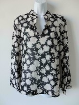 Nwt Tory Burch Stephanie Tunic Blouse Top Xs Cotton Silk Black Orchard White - $97.19