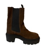 NEW Steve Madden Wisteria Platform Lug Boot Women&#39;s 8 Brown Leather Sued... - $40.92 CAD