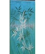 Natural Bamboo Beaded Curtain Blue Bamboo Scene Beads Window Doors Room ... - £57.88 GBP