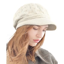 Winter Knit Hats With Visor Brim Double Soft Lining For Women Warm Styli... - £23.42 GBP