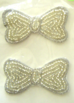 Vintage Silver Bows Sequin Applique Sew-On Sequined Patch Set  NIP  - $8.99