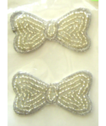 Vintage Silver Bows Sequin Applique Sew-On Sequined Patch Set  NIP  - £7.18 GBP