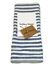 Solino Home Table Runner Amalfi Stripe 14&quot; x 108&quot; Blue White 100% Linen ... - $28.71