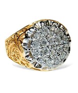 1.00 CT 14K Yellow Gold Finish Men&#39;s Kentucky Cluster Diamond Wedding Ring - £115.19 GBP