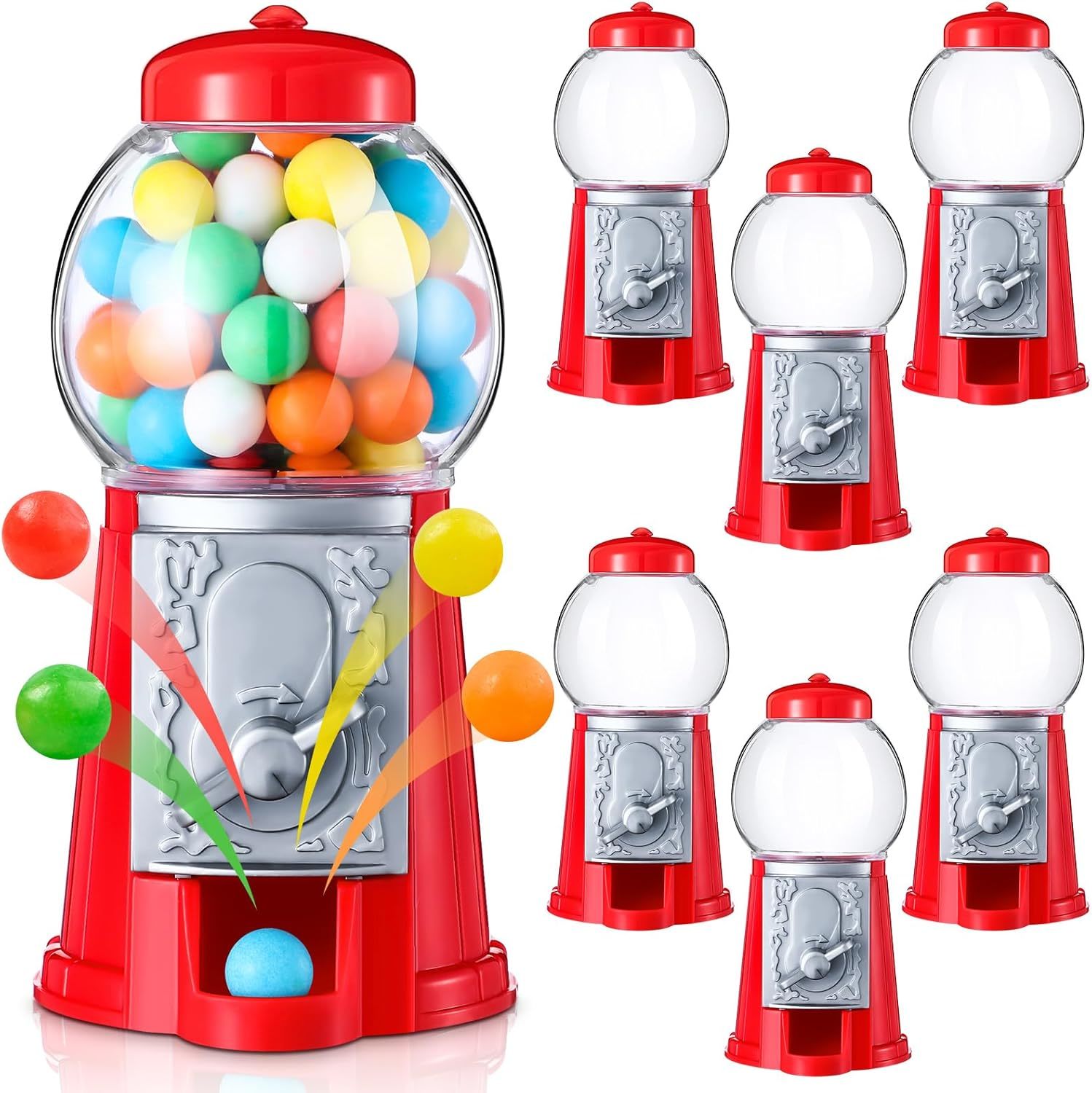 12 Pack Mini 5&quot; Gumball Machine Without Candy Plastic Bubblegum Machine Red - $44.99