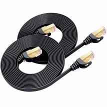 Cat 8 Ethernet Cable 15 Ft 2-Pack, High Speed Flat Internet Network Patc... - £23.59 GBP