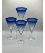 4 Clear &amp; Colbolt Blue Acrylic Shatterproof Drink / Martini Glasses - $23.10