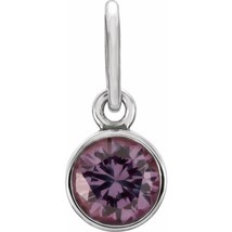 14K White Gold 4mm Round Imitation Alexandrite Birthstone Charm - £87.66 GBP