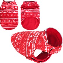 Christmas Pet Dog Clothes for Small Medium Dogs 2 Layers Fleece Winter Warm Big  - £48.51 GBP